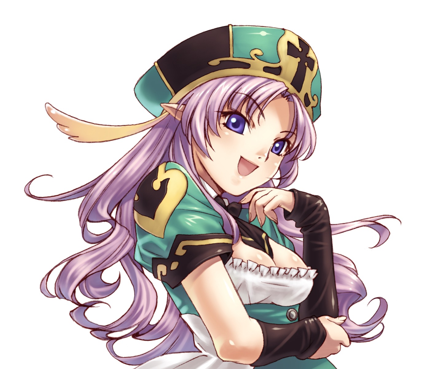blazing_souls, bridget_(blazing_souls), cleavage, elf, hirano_katsuyuki, pointy_ears, wings