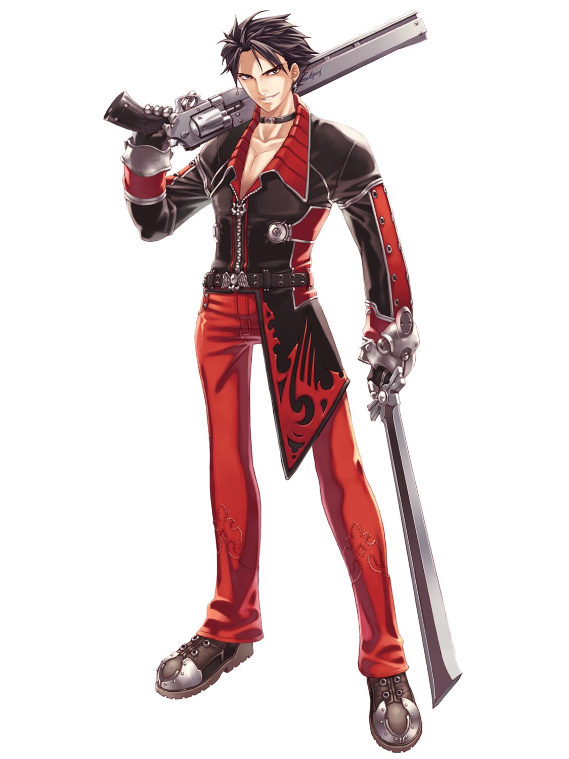 armor, blazing_souls, gun, hirano_katsuyuki, male, sword, zeros
