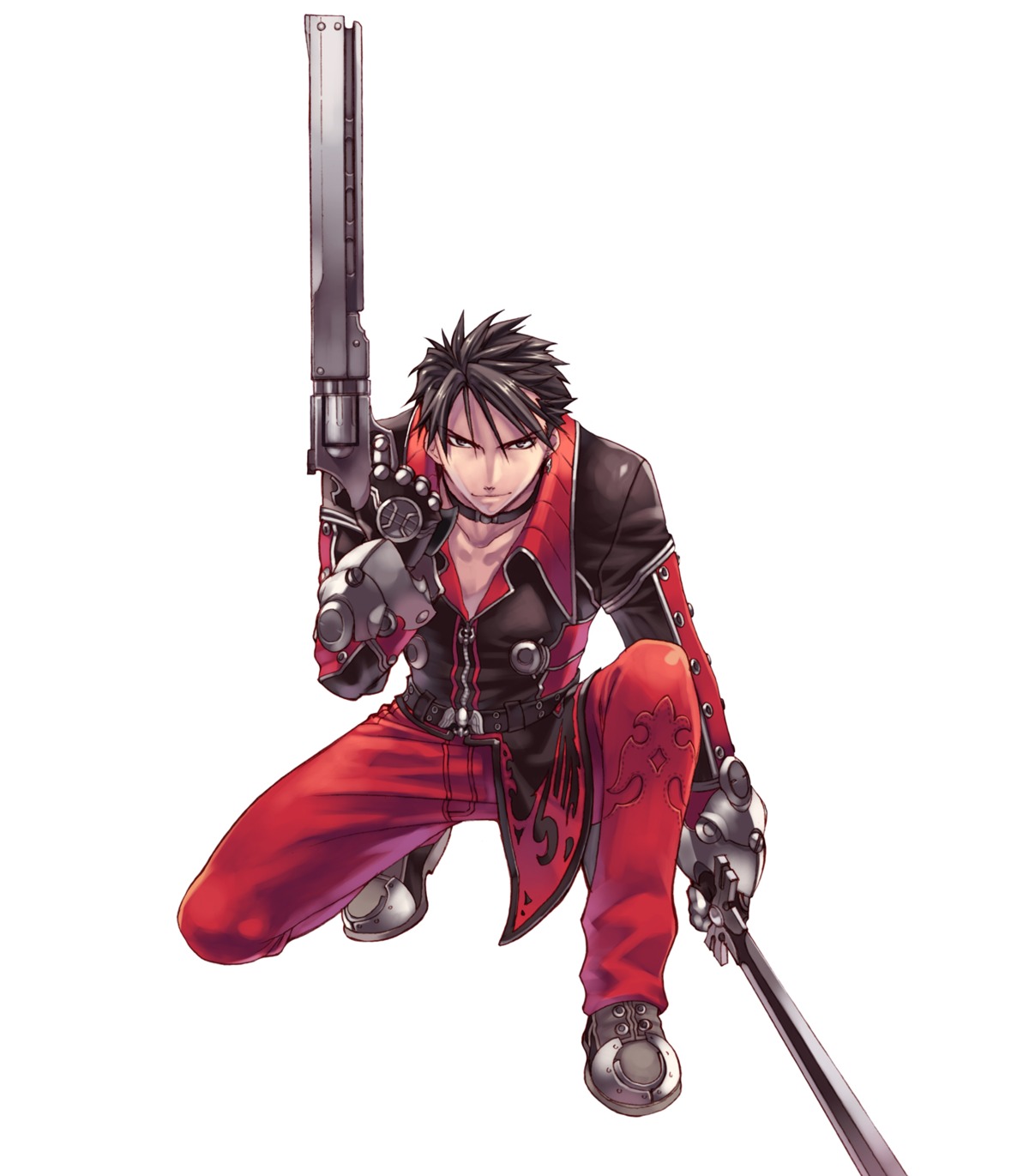 armor, blazing_souls, gun, hirano_katsuyuki, male, sword, zeros