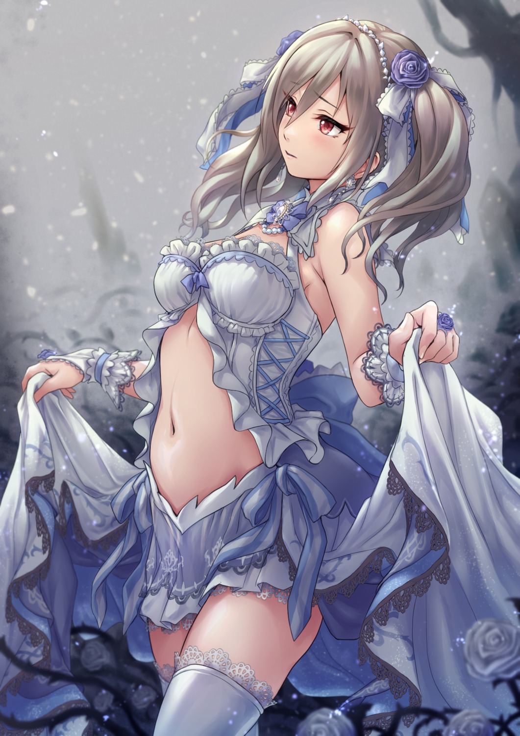 kanzaki_ranko, skirt_lift, the_idolm@ster, the_idolm@ster_cinderella_girls, thighhighs, toshi