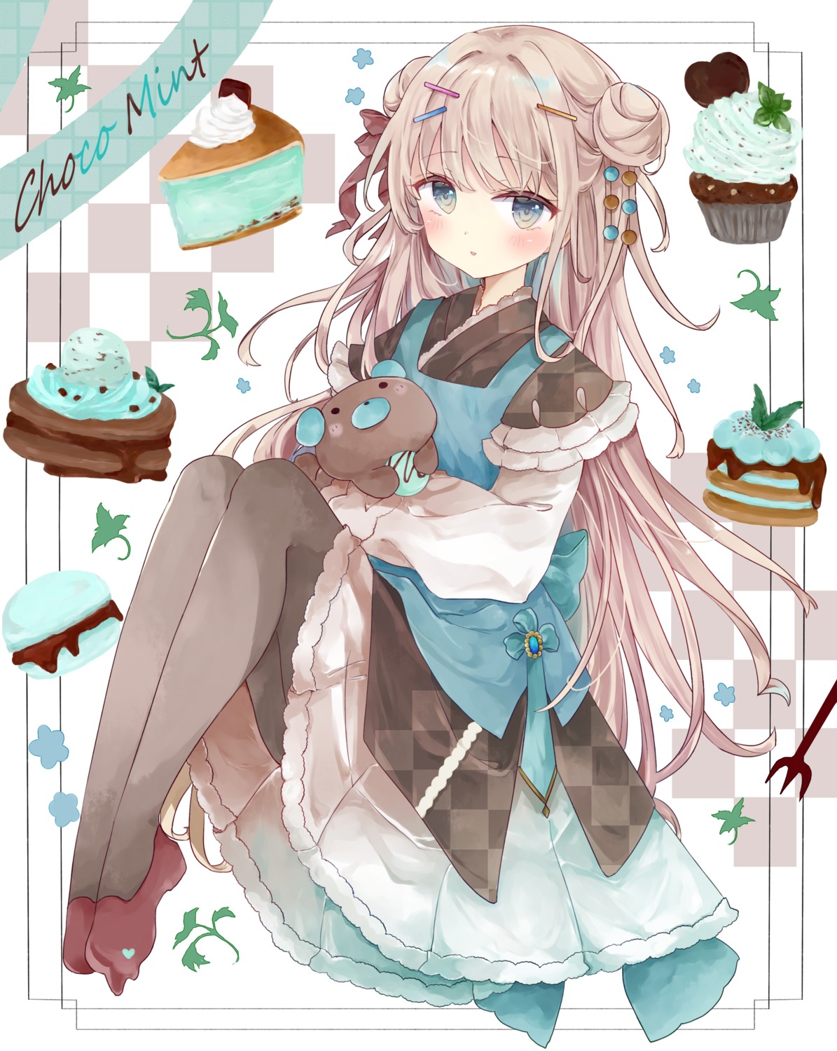 dress, maid, pantyhose, skirt_lift, tsukiyo_(skymint), wa_maid