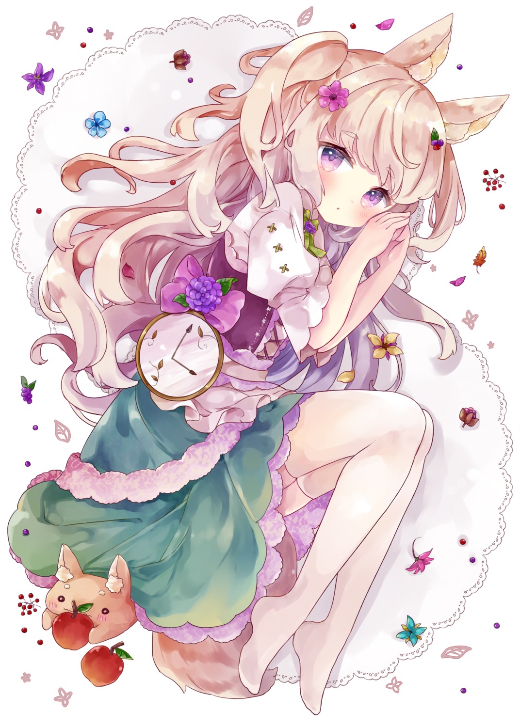 animal_ears, skirt_lift, tail, thighhighs, tsukiyo_(skymint)