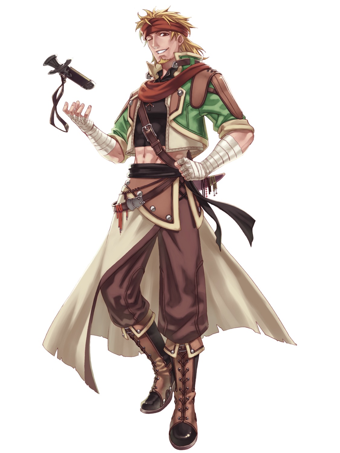 bandages, blazing_souls, hirano_katsuyuki, le_guen, male, sword