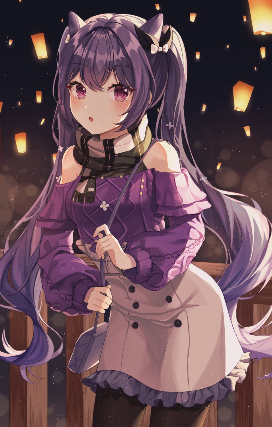 genshin_impact, keqing, pantyhose, sweater, tteullie