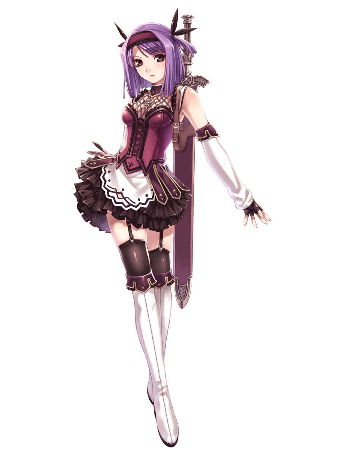 adel, blazing_souls, fishnets, hirano_katsuyuki, lolita_fashion, see_through, stockings, sword, thighhighs