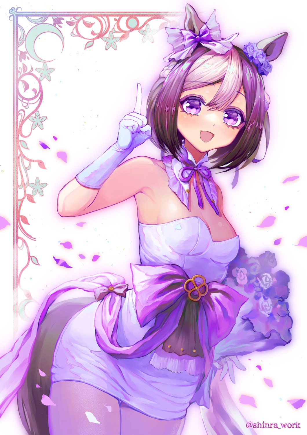 animal_ears, dress, no_bra, shinra_(user_shinra), special_week_(umamusume), tail, uma_musume_pretty_derby