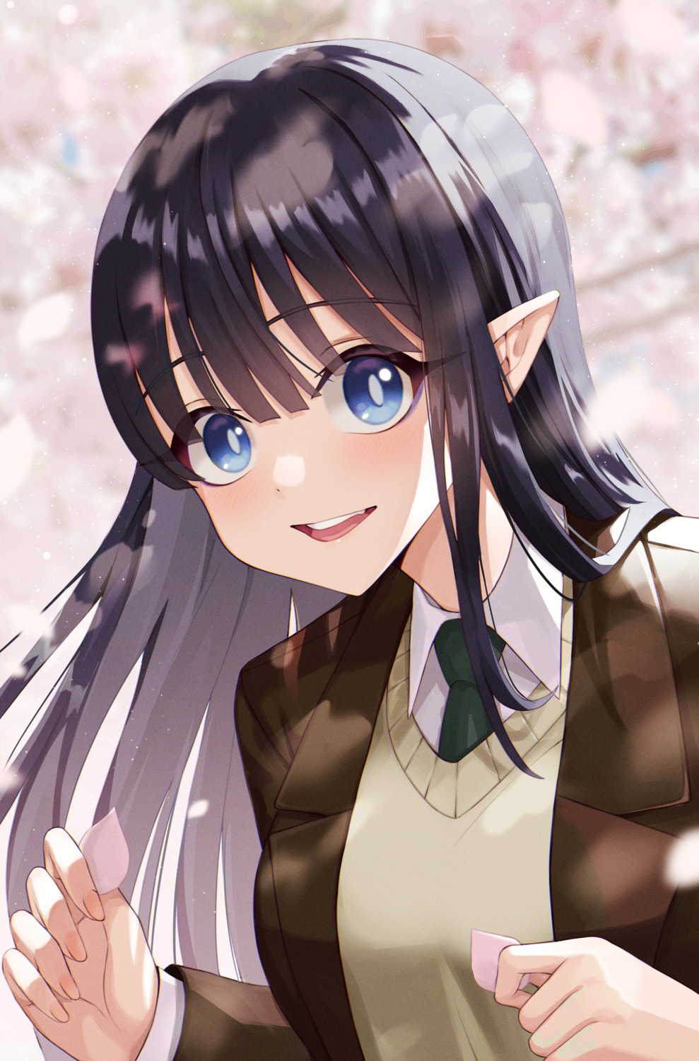 kim_nag-seo, pointy_ears, seifuku, sweater