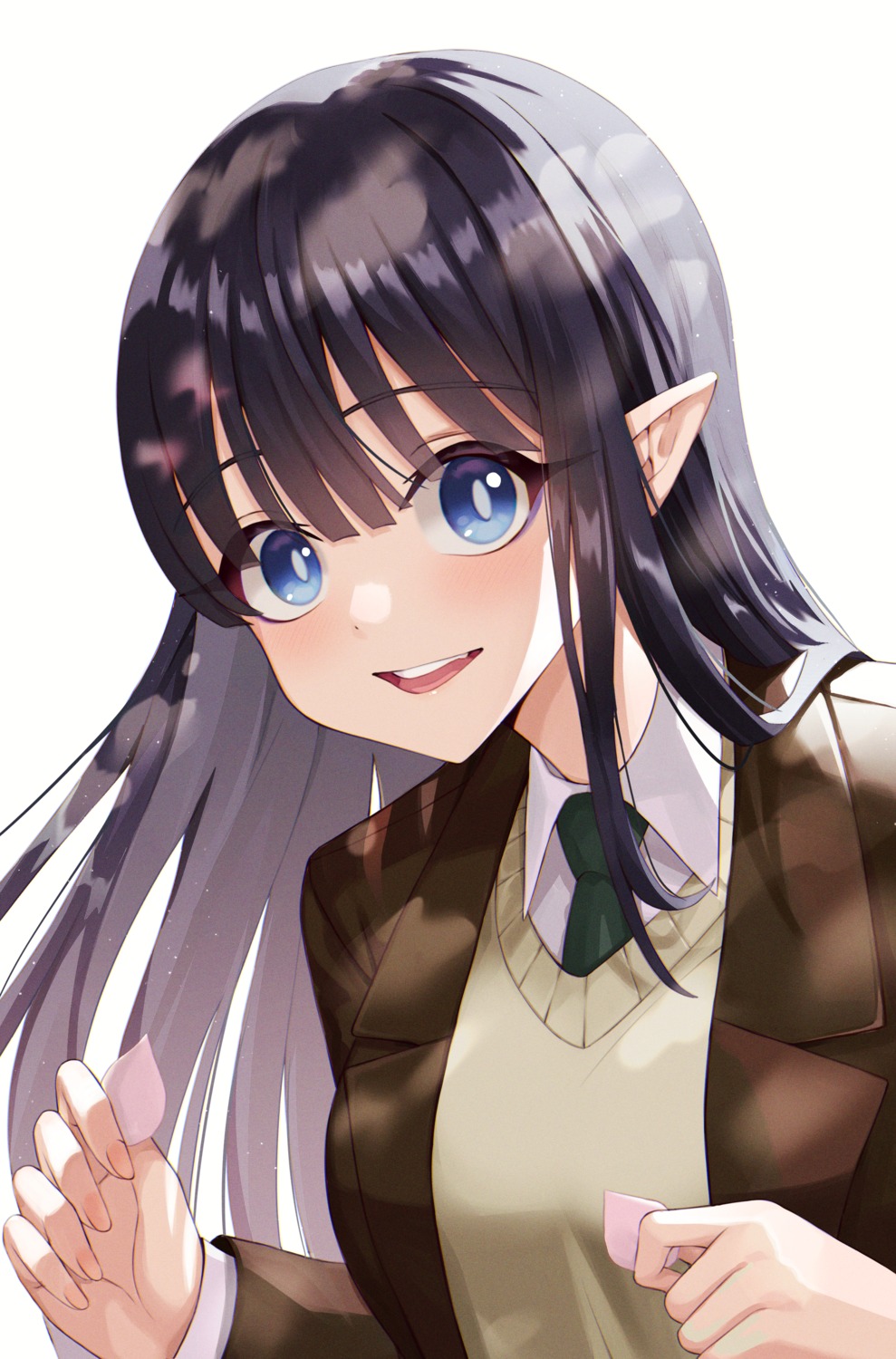 kim_nag-seo, pointy_ears, seifuku, sweater