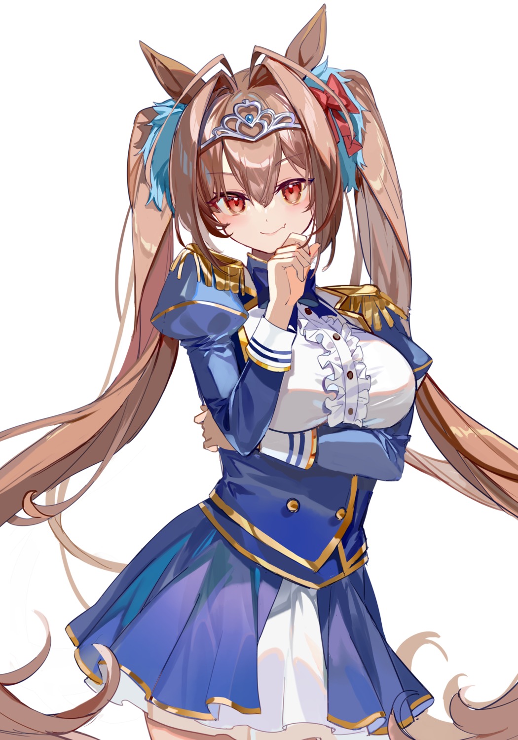 animal_ears, breast_hold, daiwa_scarlet_(umamusume), karasu_btk, uma_musume_pretty_derby, uniform
