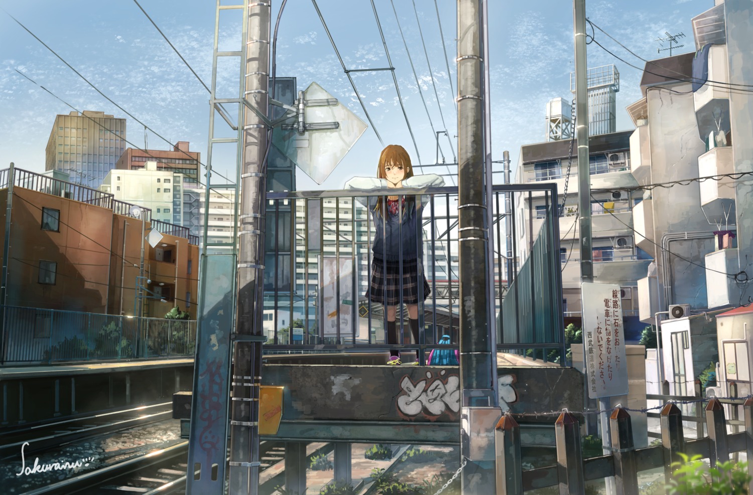 landscape, sakura_inu_(itoyatomo), seifuku, sweater