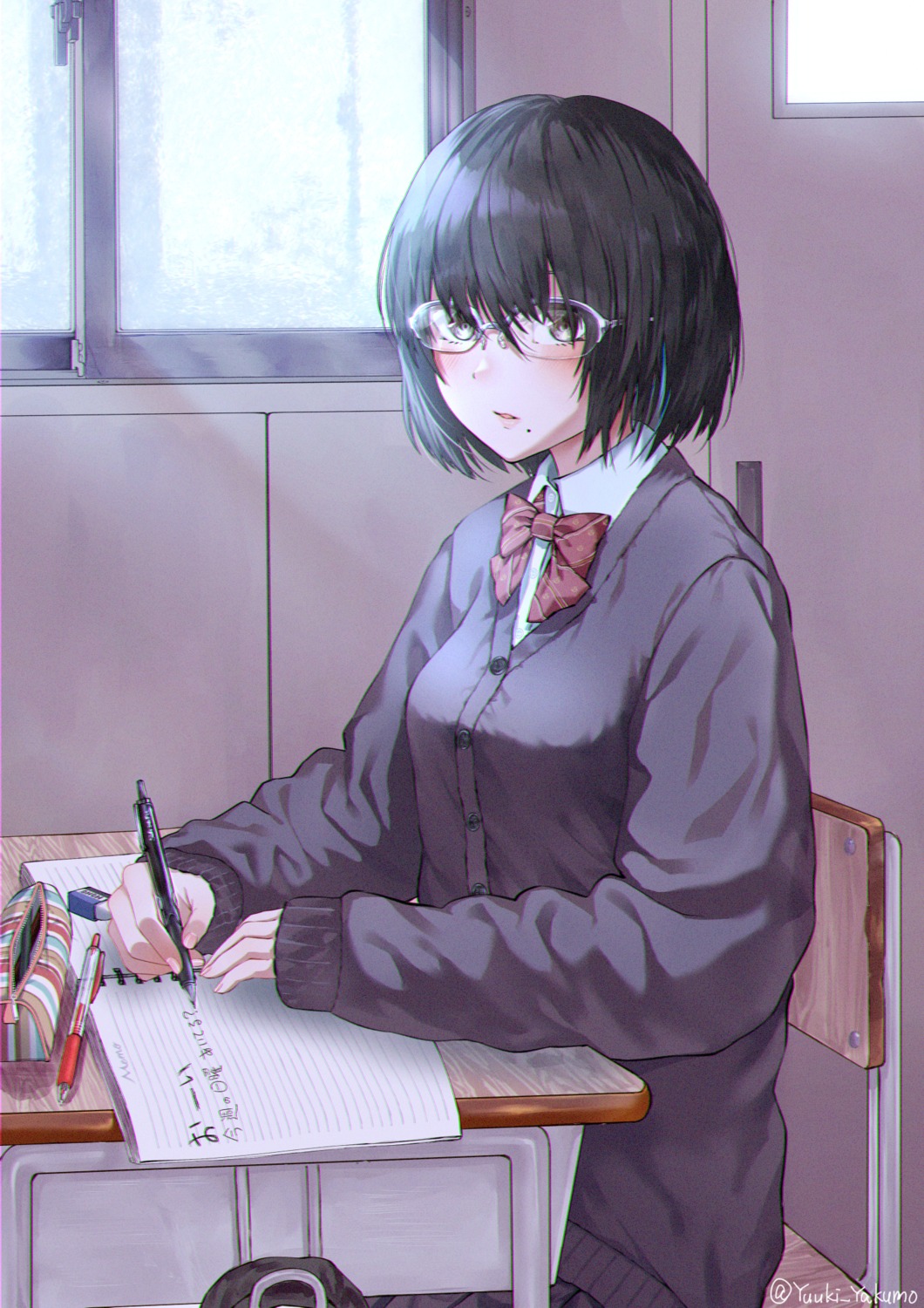 megane, seifuku, sweater, yuuki_higumo