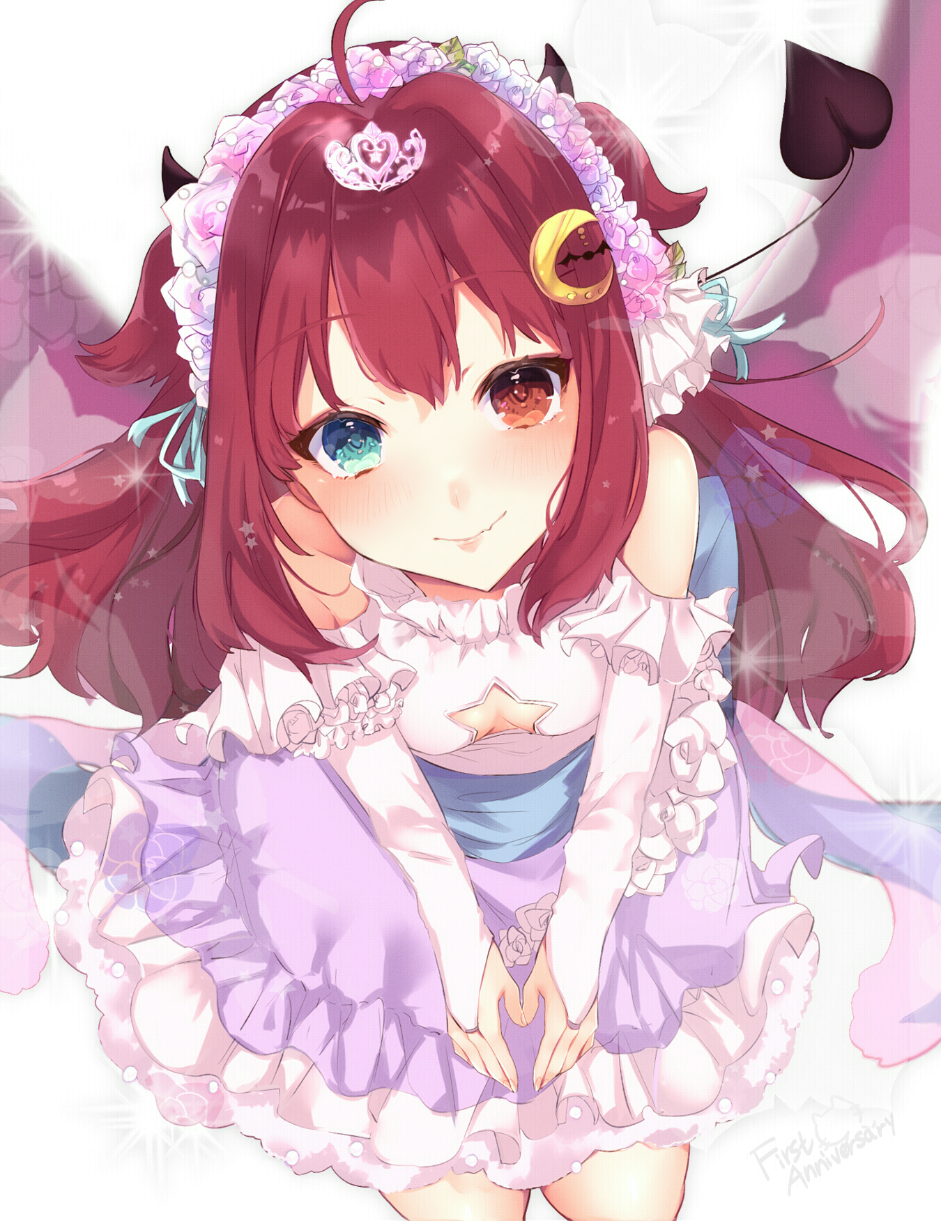 cleavage, heterochromia, hiko_(zem_n), horns, nijisanji, no_bra, tail, yuzuki_roa