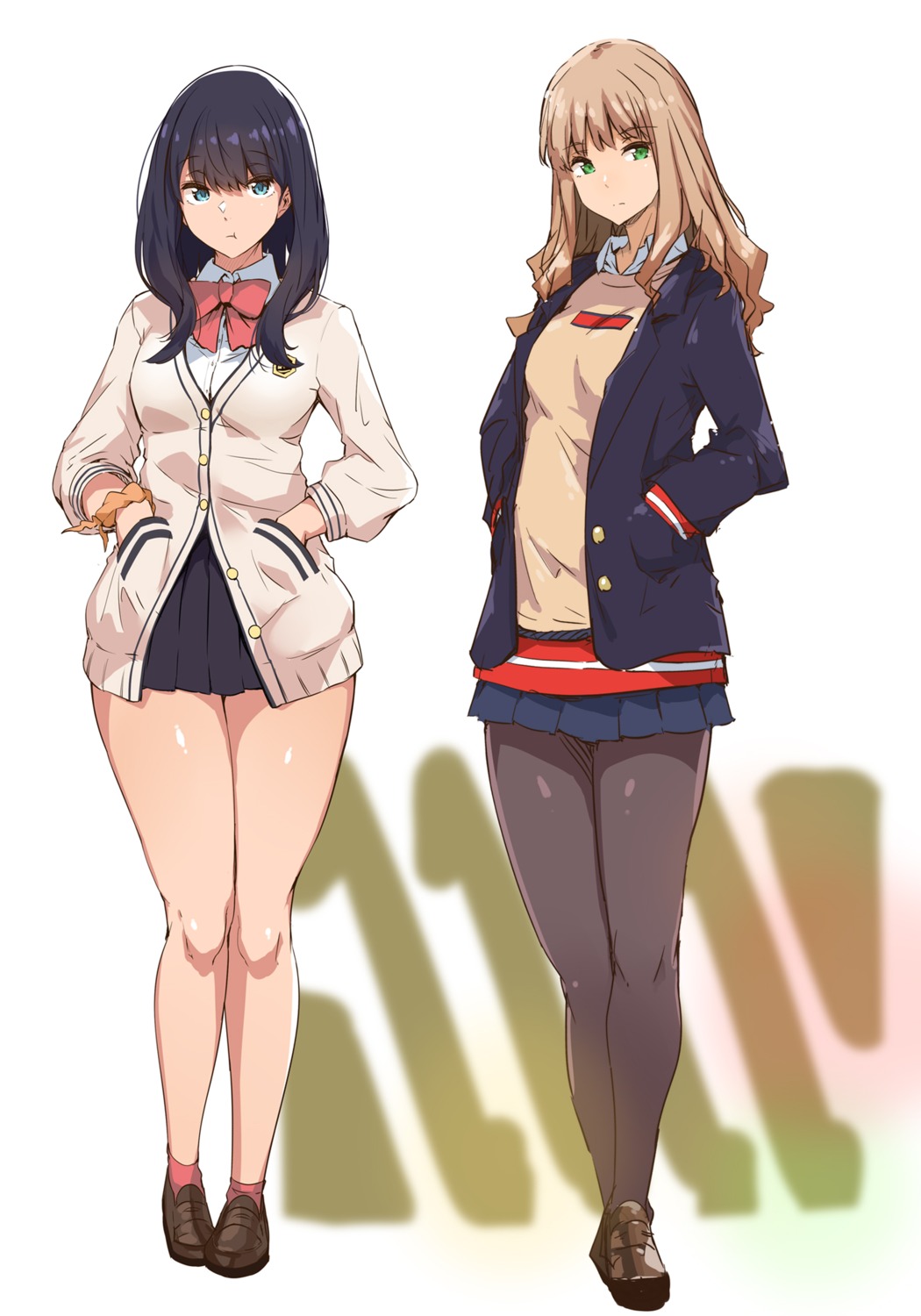 gridman_universe, minami_yume, pantyhose, seifuku, ssss.dynazenon, ssss.gridman, sweater, takarada_rikka, tokiwa_midori_(artist)