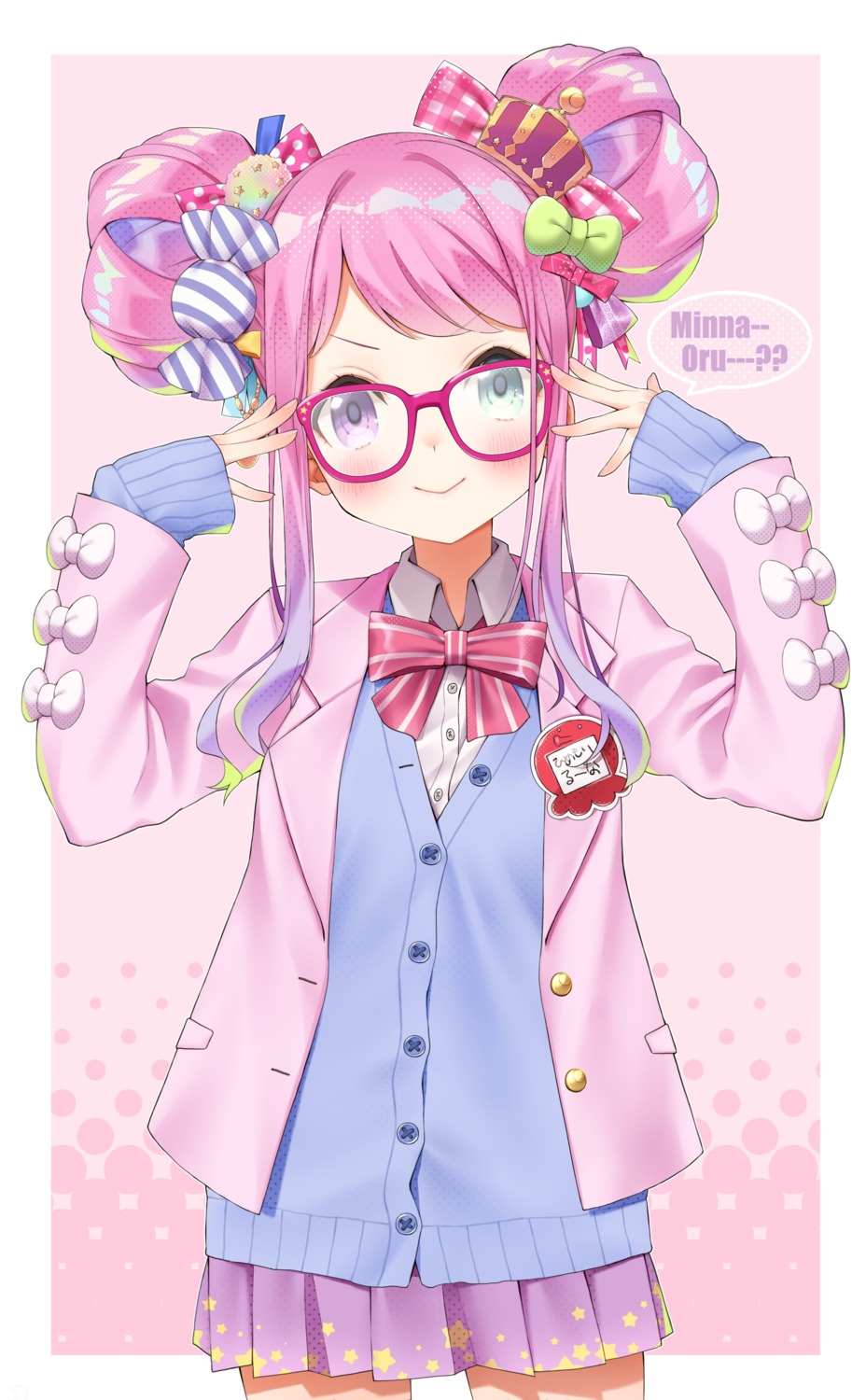 heterochromia, himemori_luna, hololive, makinan, megane, seifuku, sweater
