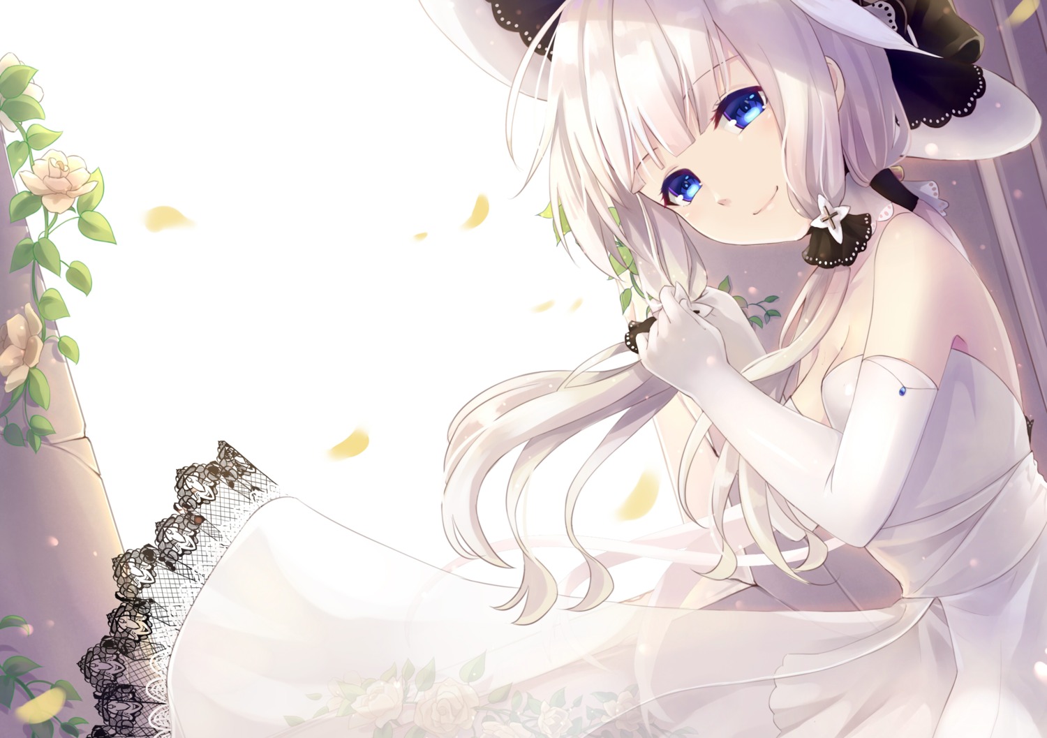 azur_lane, cleavage, dress, illustrious_(azur_lane), mushoku, no_bra, skirt_lift