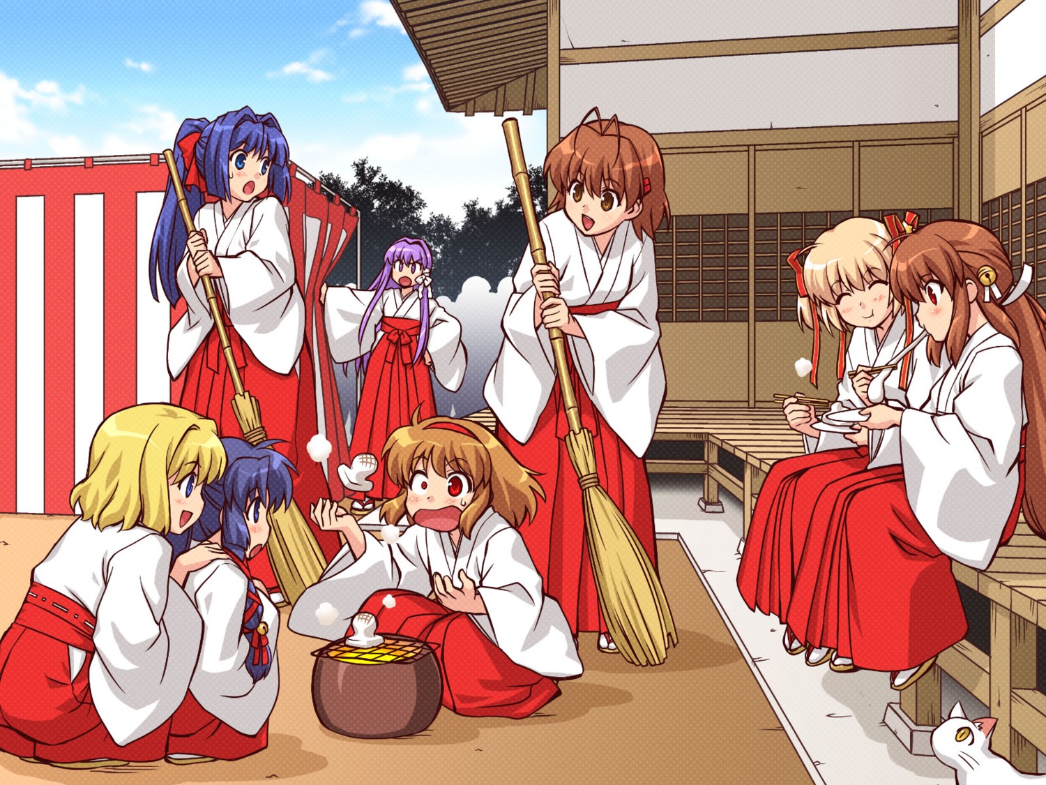 air, clannad, crossover, fujibayashi_kyou, furukawa_nagisa, kamikita_komari, kamio_misuzu, kannabi_no_mikoto