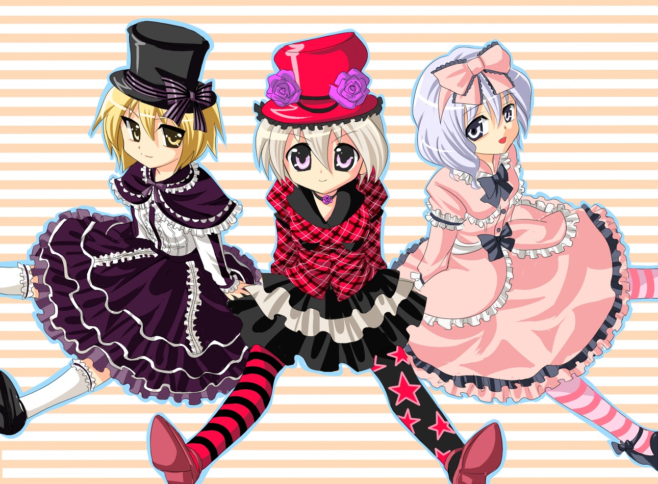lolita_fashion, lunasa_prismriver, lyrica_prismriver, merlin_prismriver, nagare, touhou