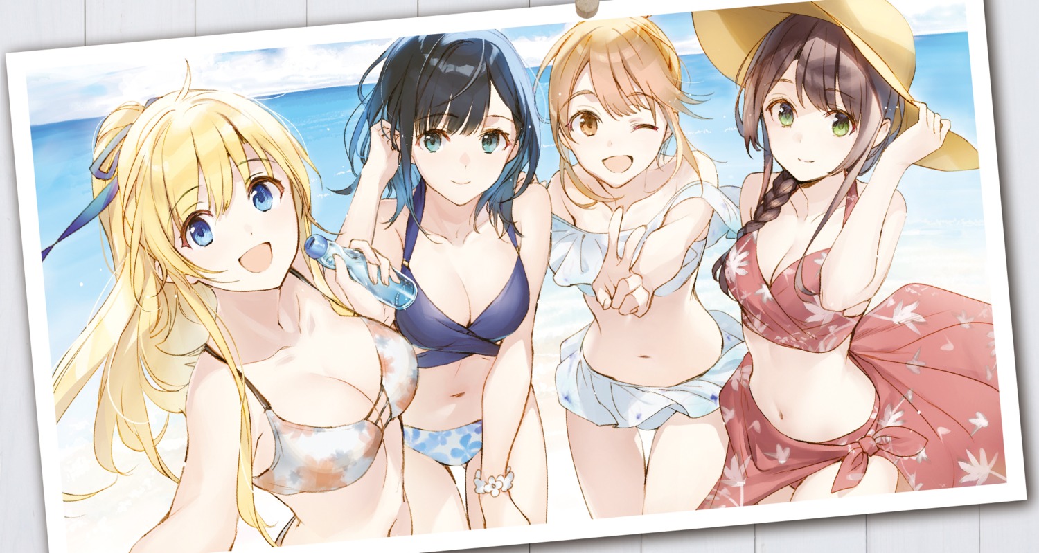 aomi_haru, bikini, chitose-kun_wa_ramune_bin_no_naka, cleavage, hiiragi_yuuko, nanase_yuzuki, raemz, swimsuits, uchida_yua