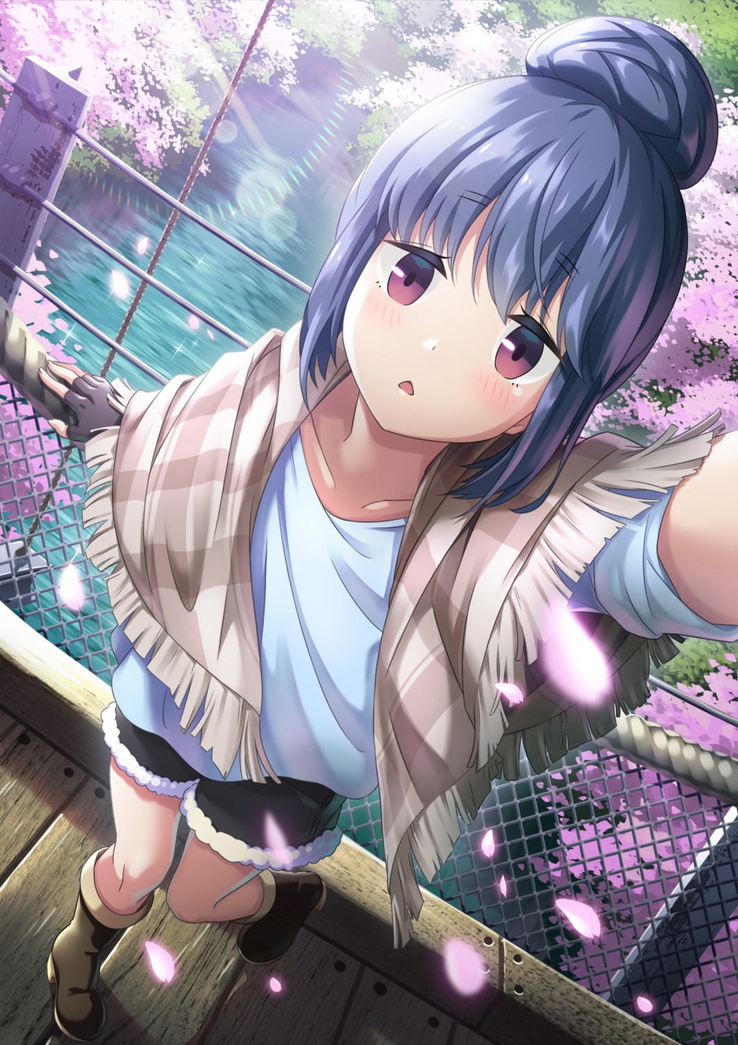 kuromasu, selfie, shima_rin, yurucamp