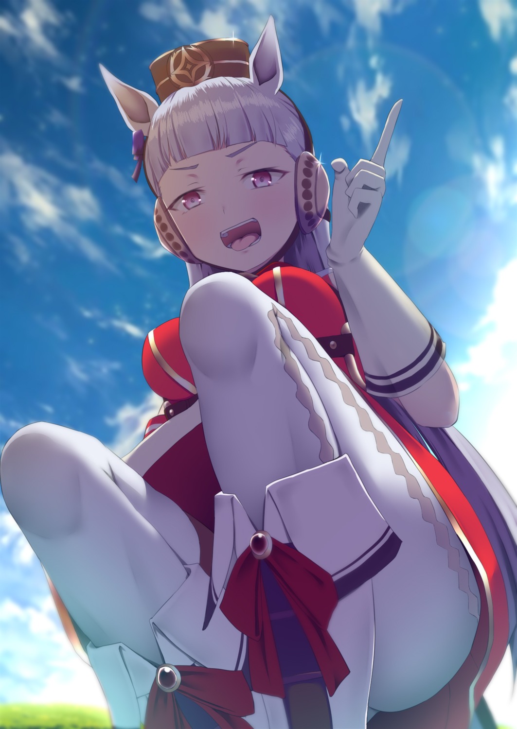 animal_ears, ashino_moto, gold_ship_(umamusume), pantyhose, skirt_lift, uma_musume_pretty_derby, uniform