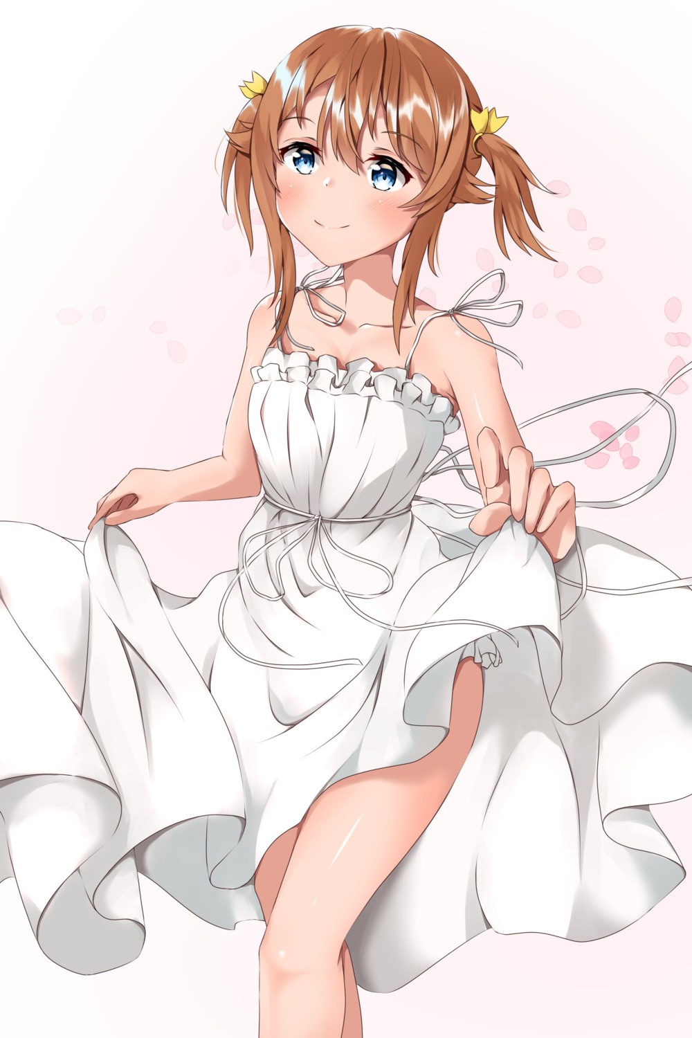 dress, high_school_fleet, kemari, misaki_akeno, skirt_lift, summer_dress