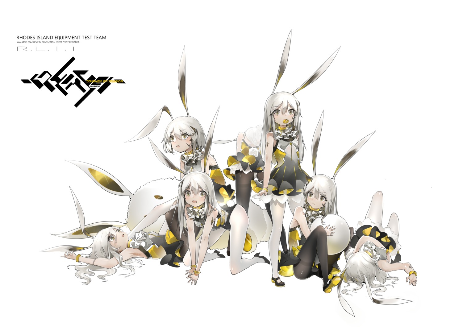 amiya_(arknights), animal_ears, arknights, bunny_ears, bunny_girl, pantsu, pantyhose, shinnasuka025, skirt_lift, tail