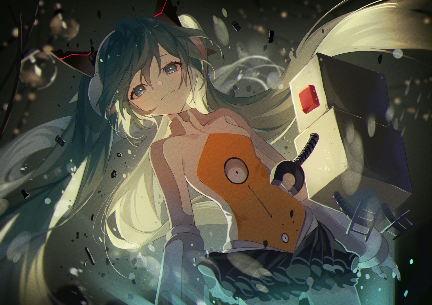 hatsune_miku, odds_&_ends_(vocaloid), omutatsu, skirt_lift, vocaloid