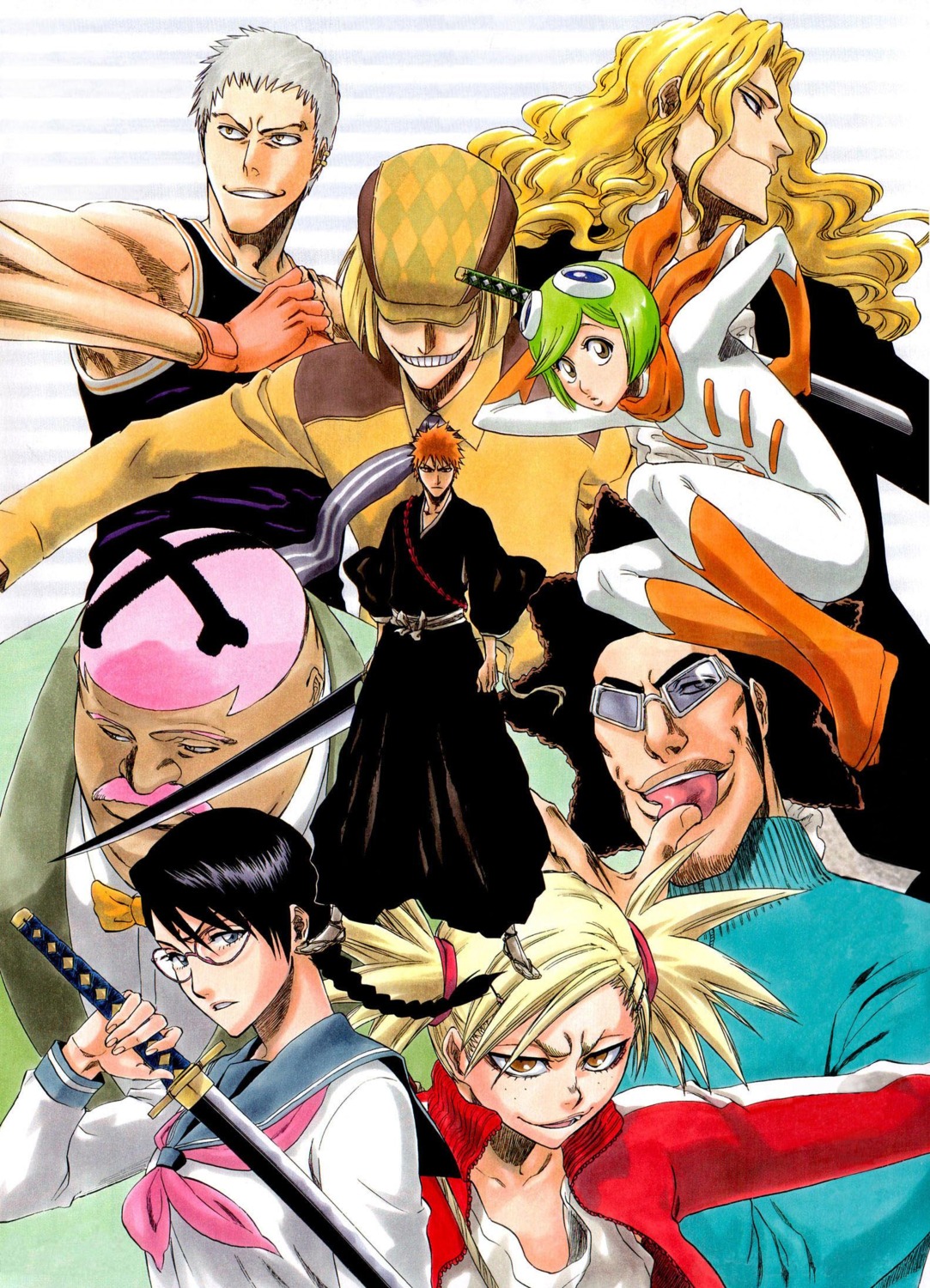 aikawa_love, bleach, hirako_shinji, kubo_tite, kuna_mashiro, kurosaki_ichigo, muguruma_kensei, otoribashi_rojuro