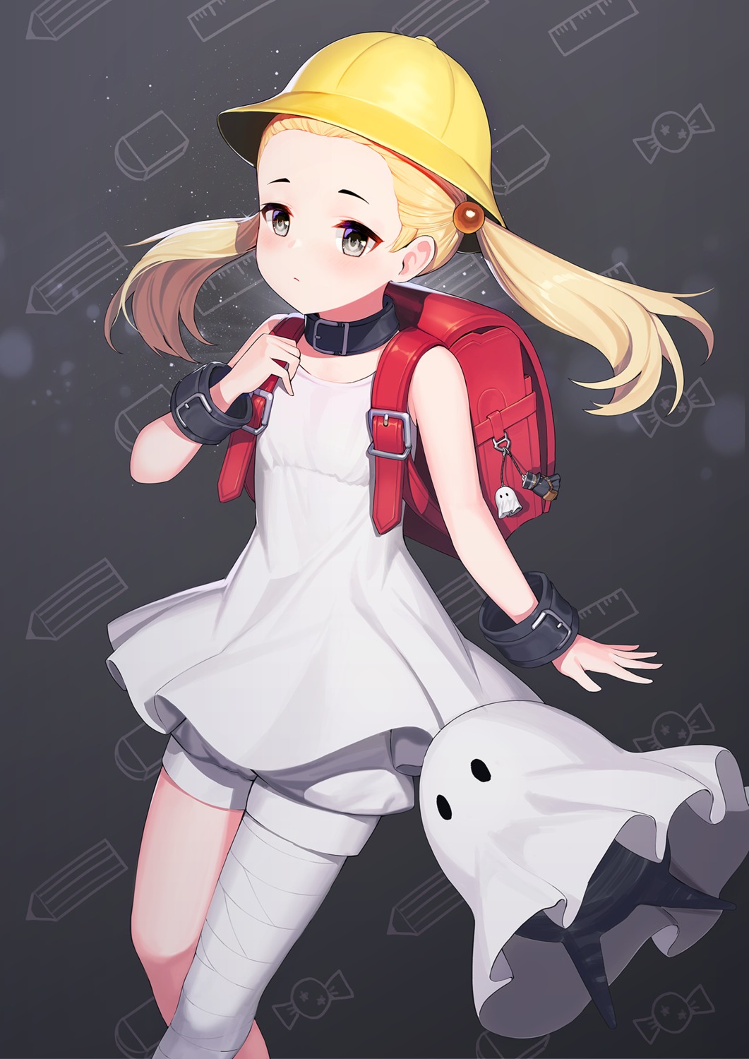 bandages, bloomers, carrier_(nier), dress, fio_(nier), mama_(nier), nier, nier_reincarnation, skirt_lift, unidentified_nk