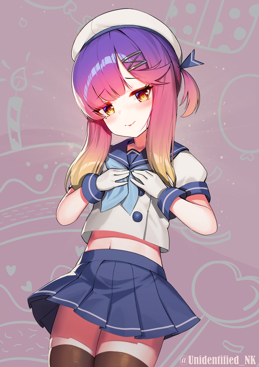 kantai_collection, seifuku, skirt_lift, thighhighs, tsushima_(kancolle), unidentified_nk