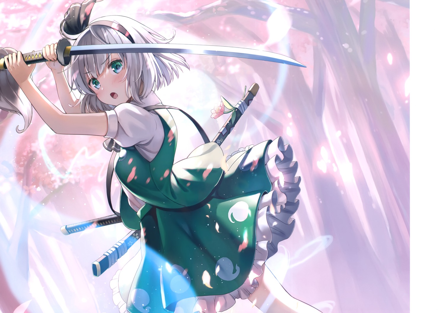 konpaku_youmu, myon, nonoko, skirt_lift, sword, touhou