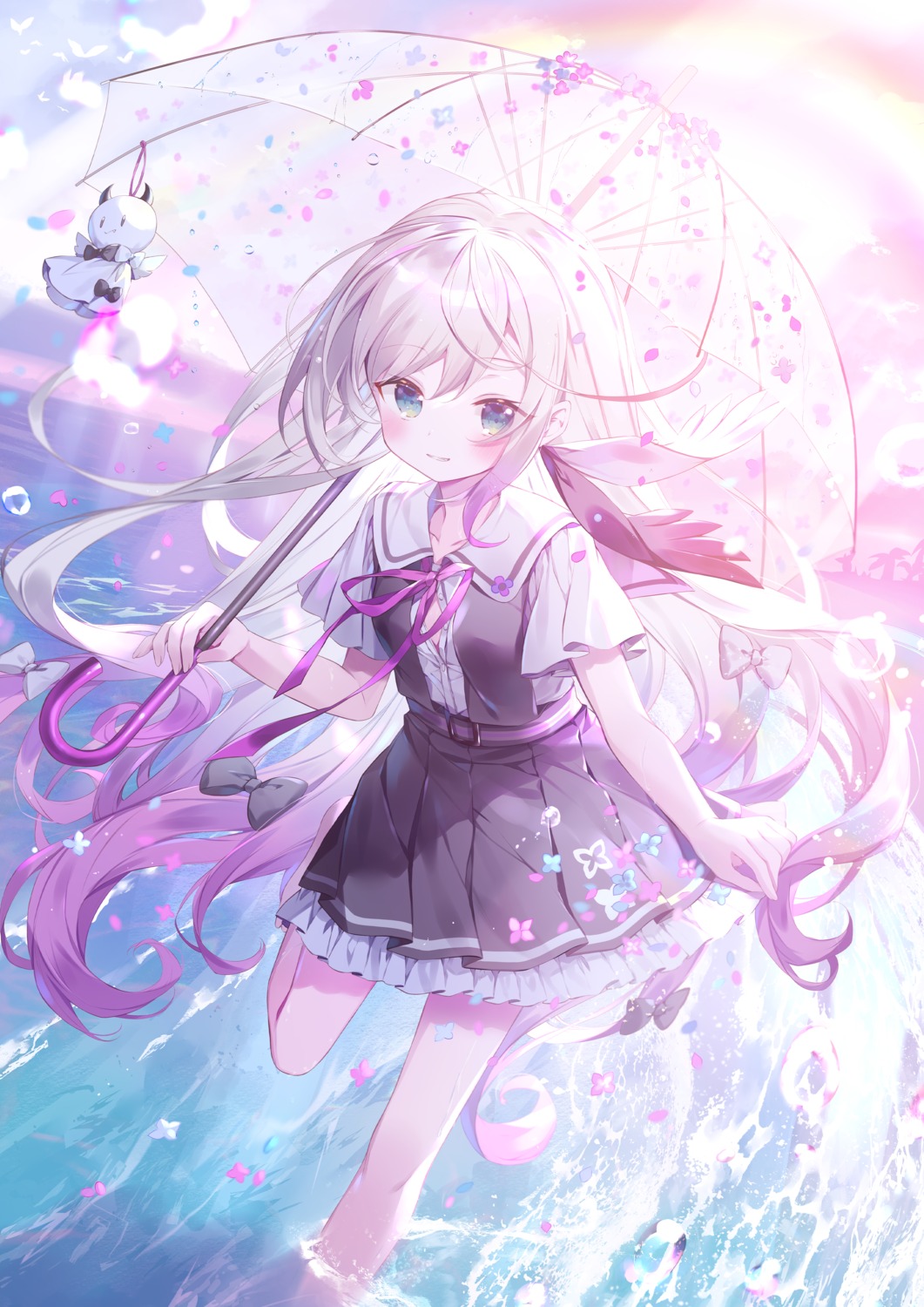 awae_iroha, digital_version, emori_miku_project, nimoshi, open_shirt, possible_duplicate, seifuku, umbrella, wet