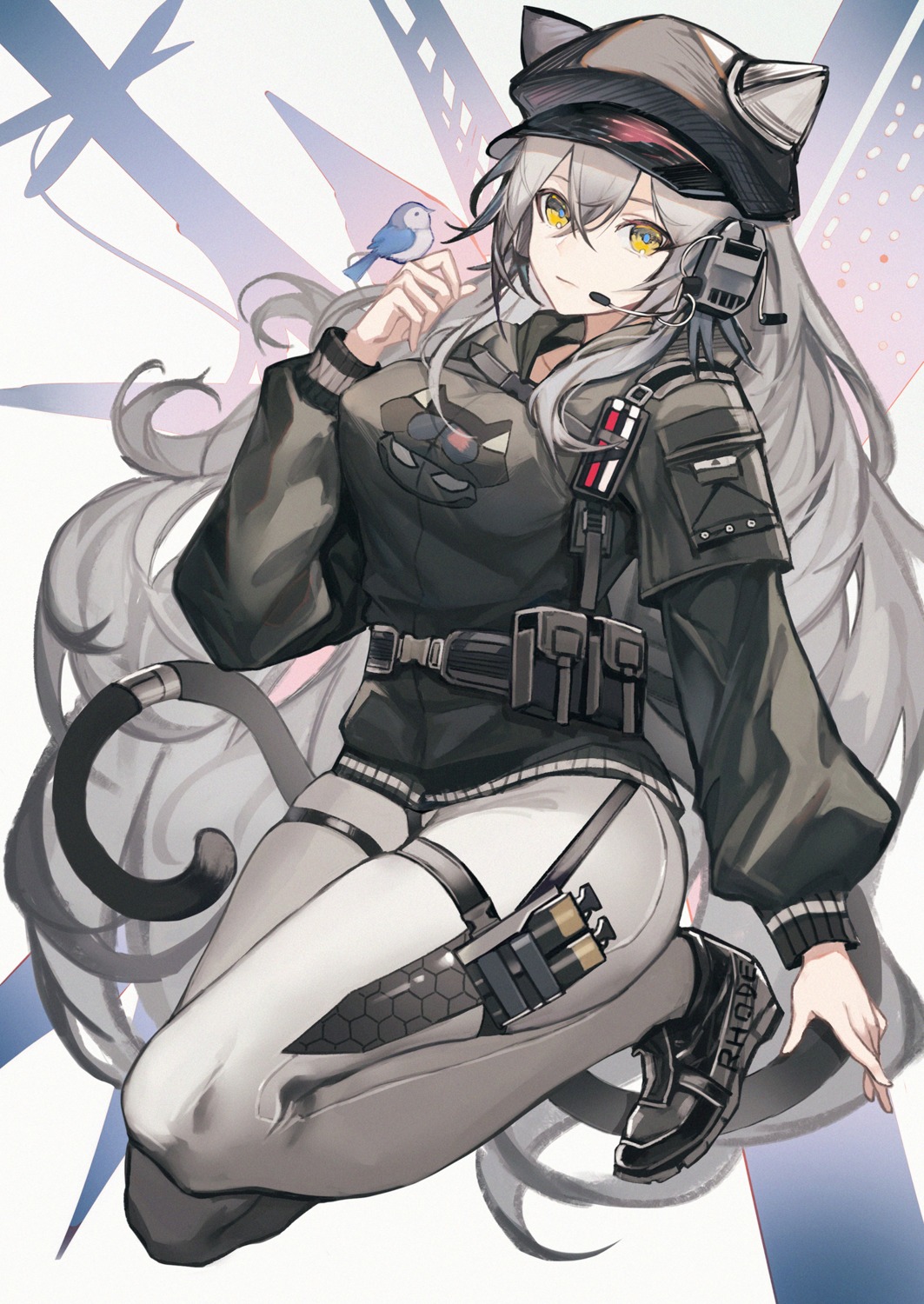fanshu, garter, headphones, tail