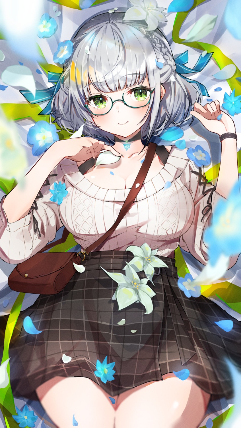 cleavage, furuki_ayaginutaira, hololive, megane, shirogane_noel, sweater
