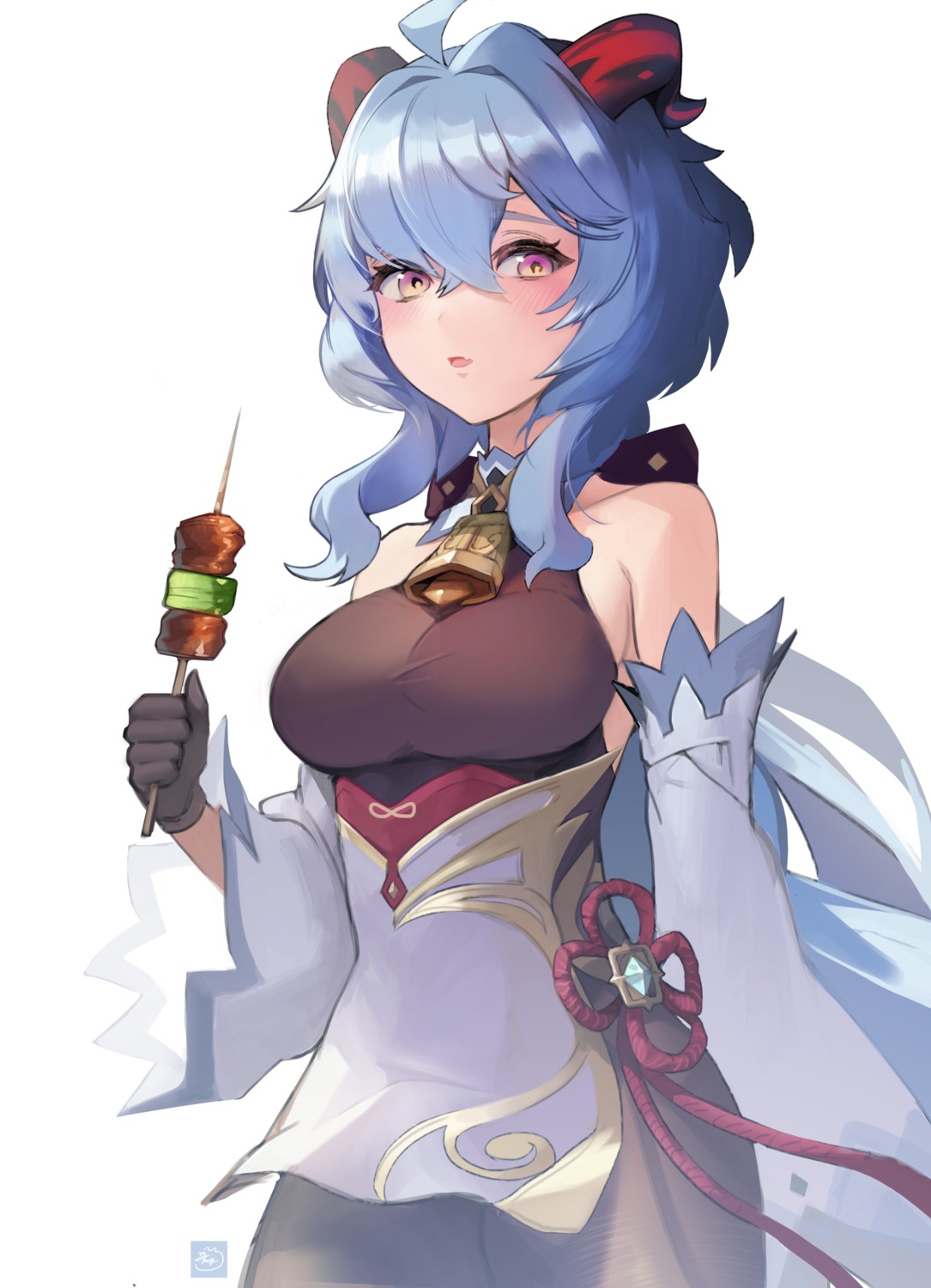 160mp, asian_clothes, ganyu, genshin_impact, horns, skirt_lift