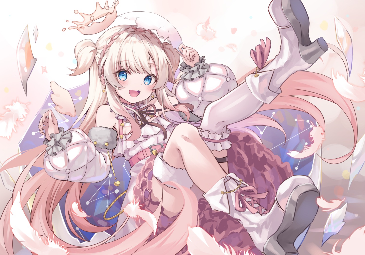 amamori_naco, blanche_fleur, crerp, garter, heels, skirt_lift, thighhighs