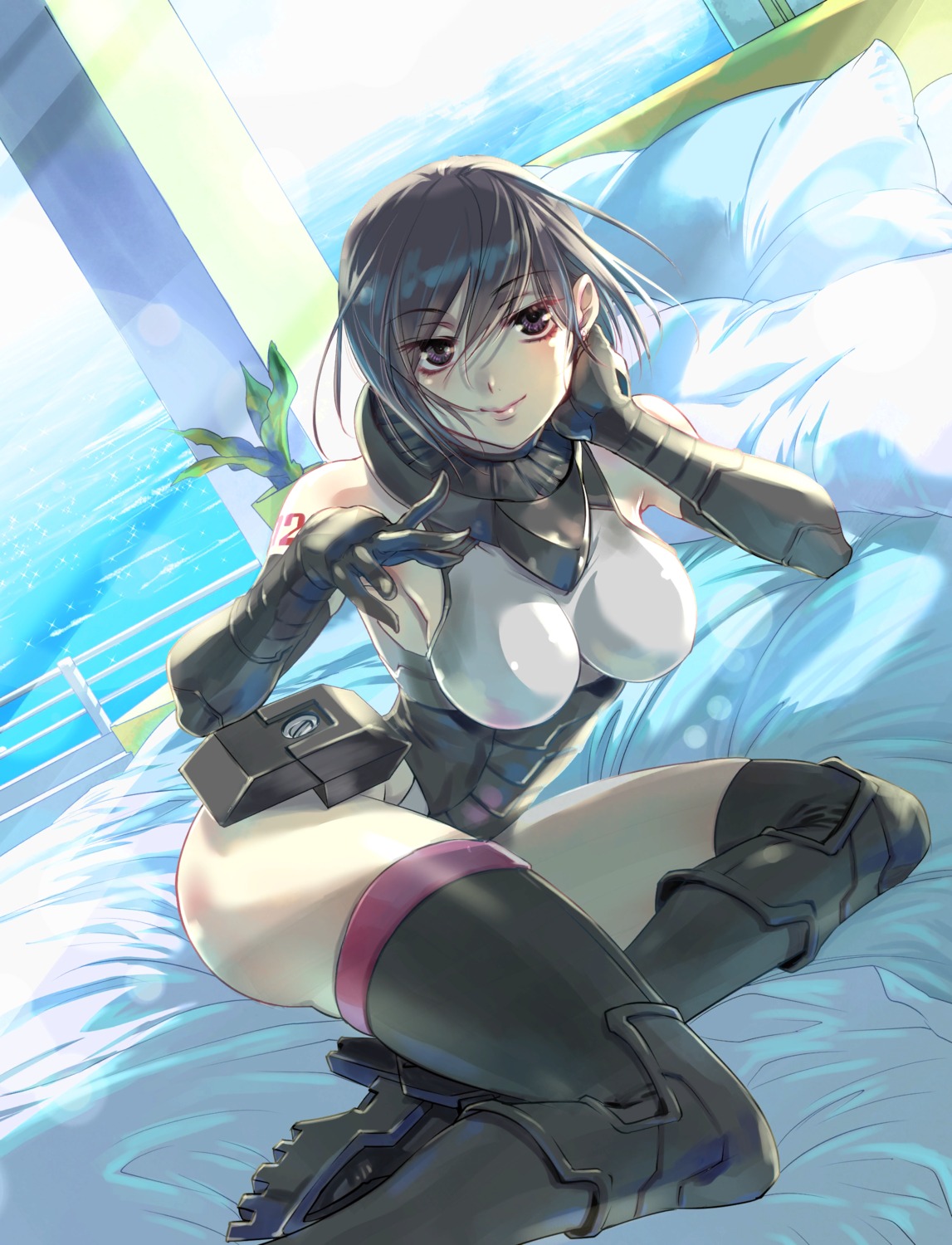 fantasia_re:build, full_metal_panic, leotard, melissa_mao, shikidouji, tattoo, thighhighs