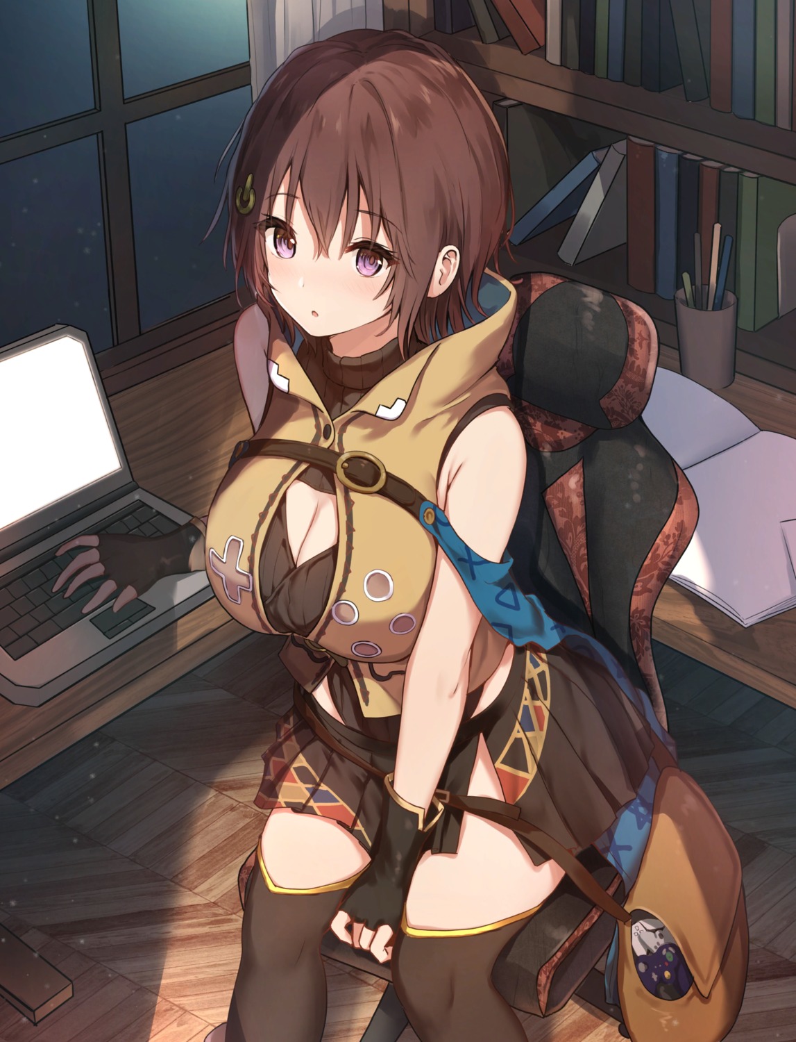 cleavage, fantasia_re:build, gamers!, sune, thighhighs