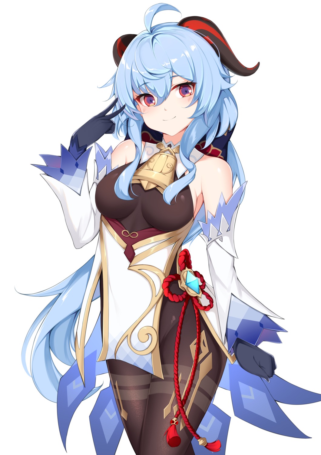 artist_revision, asian_clothes, bodysuit, cat_(yidsv), ganyu, genshin_impact, horns