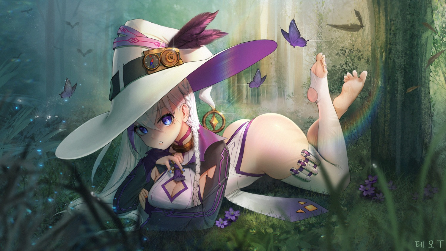 ass, cleavage, feet, gg_amang, leotard, rostina_cosmos, thighhighs, witch