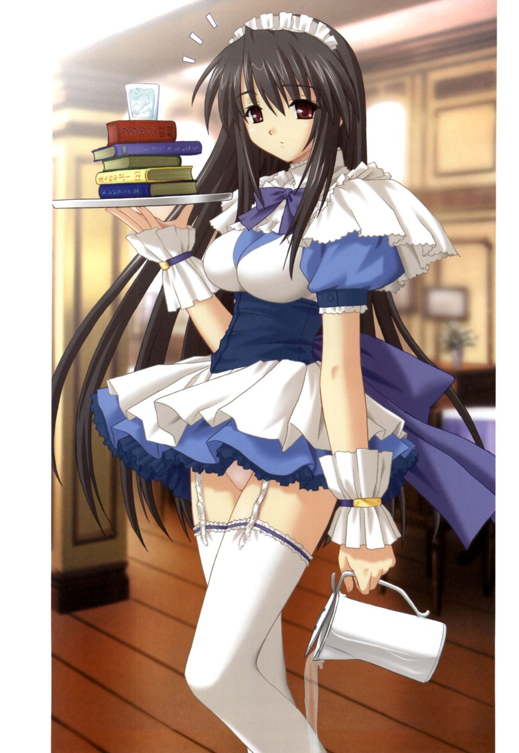 akishima_kanako, chocolat_-maid_cafe_curio-, maid, nekonyan, pantsu, thighhighs, waitress