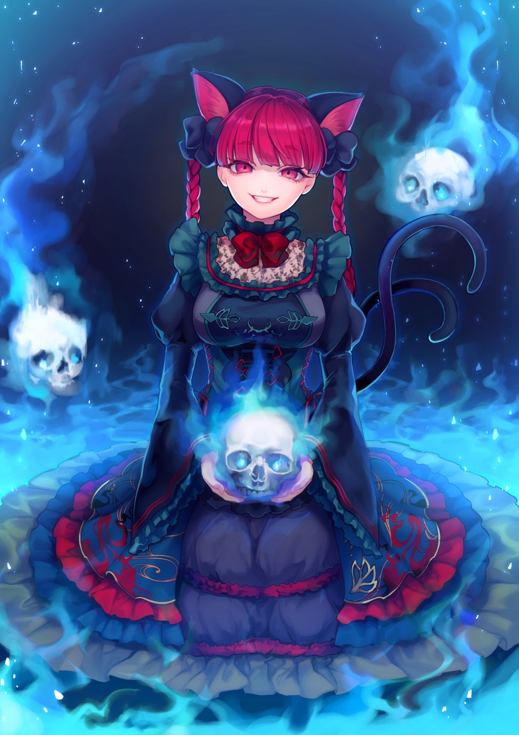 animal_ears, dress, garan_co, kaenbyou_rin, lolita_fashion, nekomimi, tail, touhou