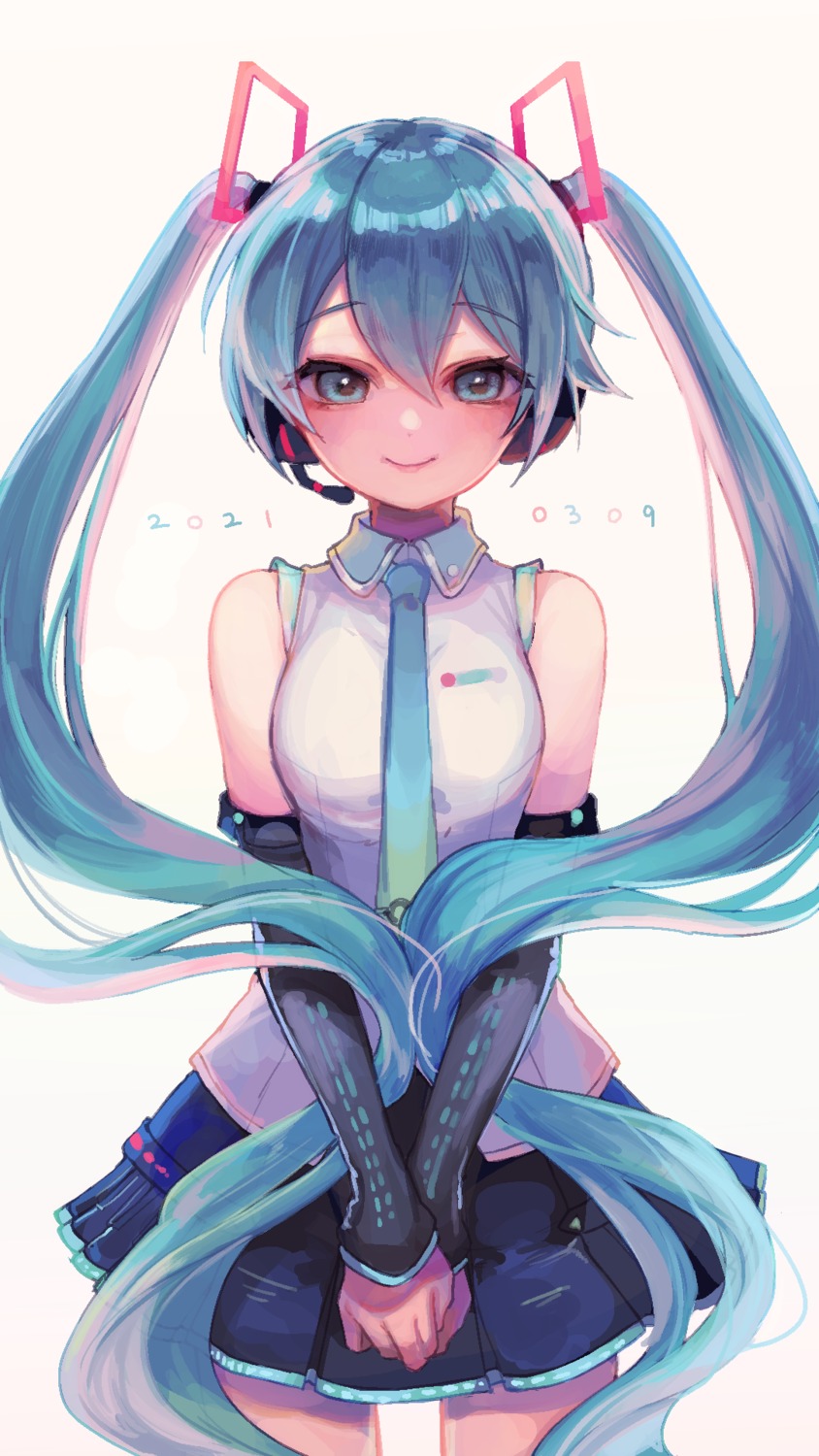 garan_co, hatsune_miku, headphones, vocaloid