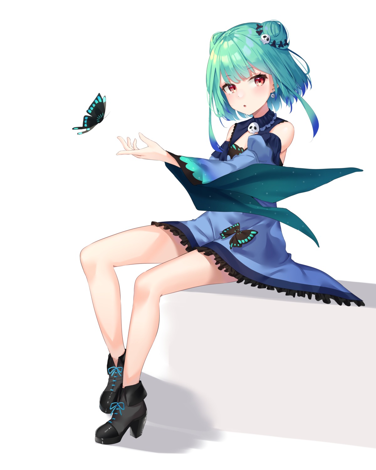 dress, heels, hololive, k_mugura, skirt_lift, uruha_rushia
