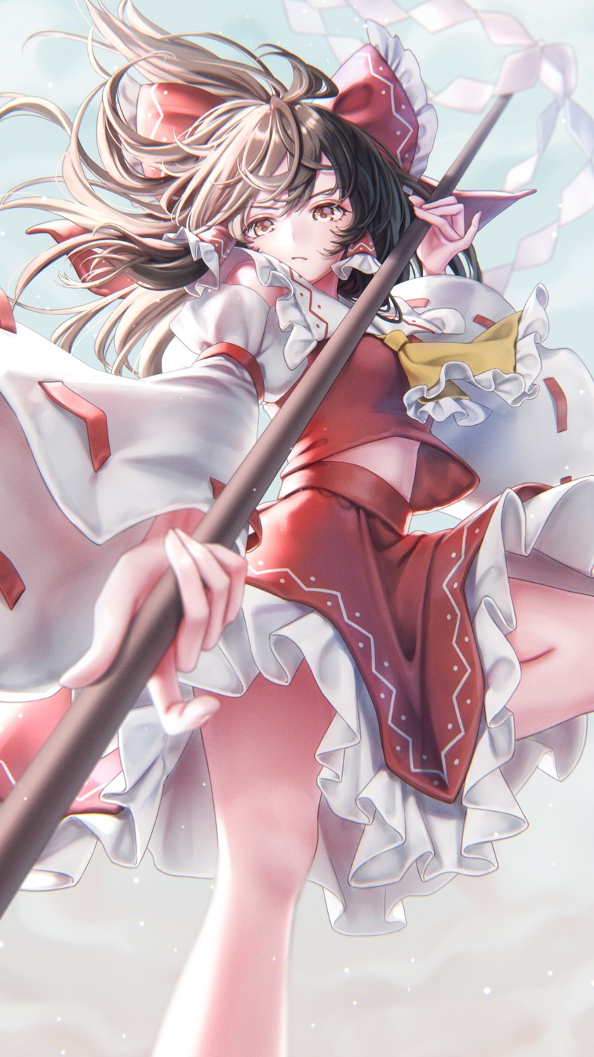 hakurei_reimu, miko, skirt_lift, torinari_(dtvisu), touhou