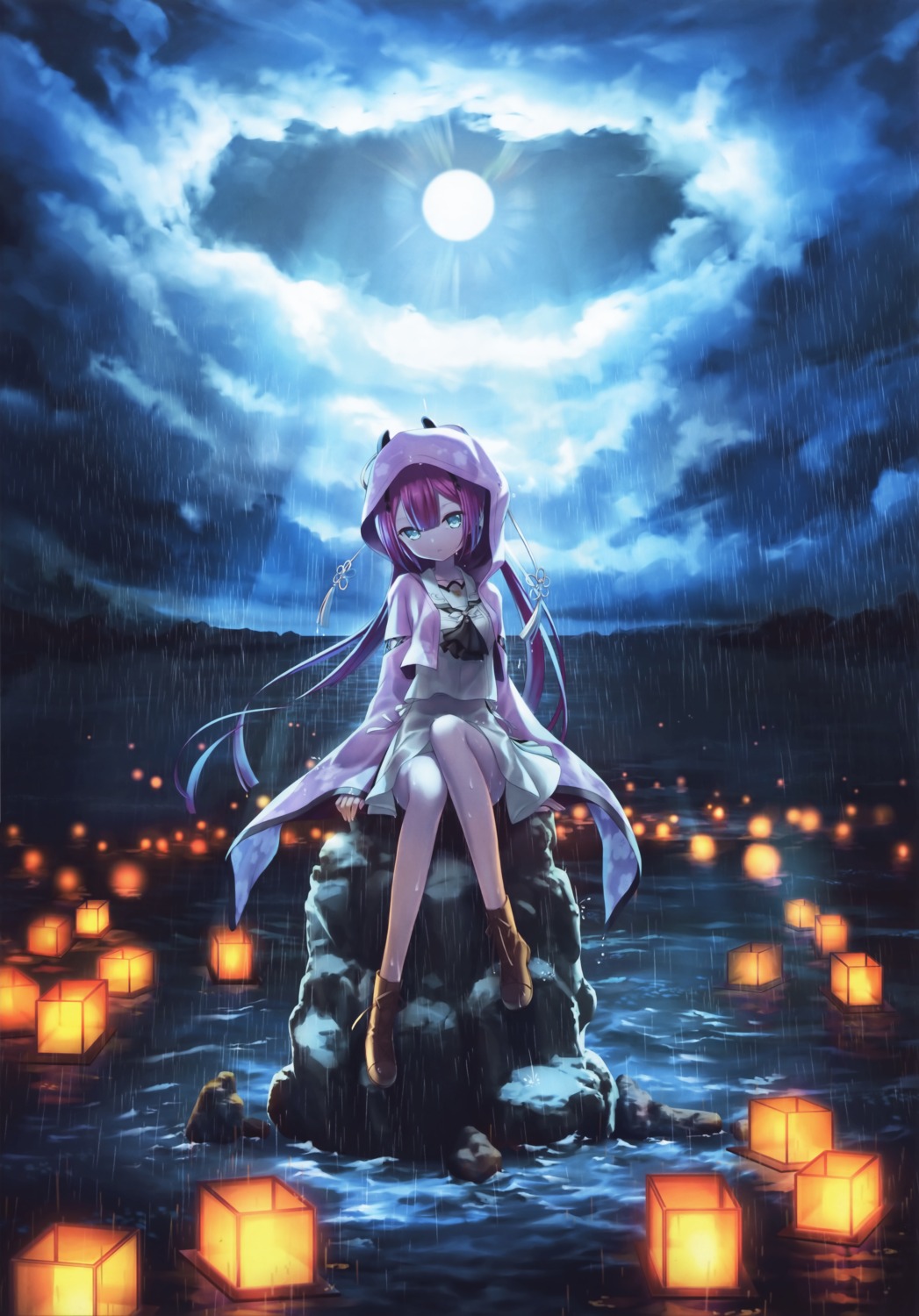 humuyun, kamiyama_shiki, key, seifuku, skirt_lift, summer_pockets, summer_pockets_reflection_blue, wet