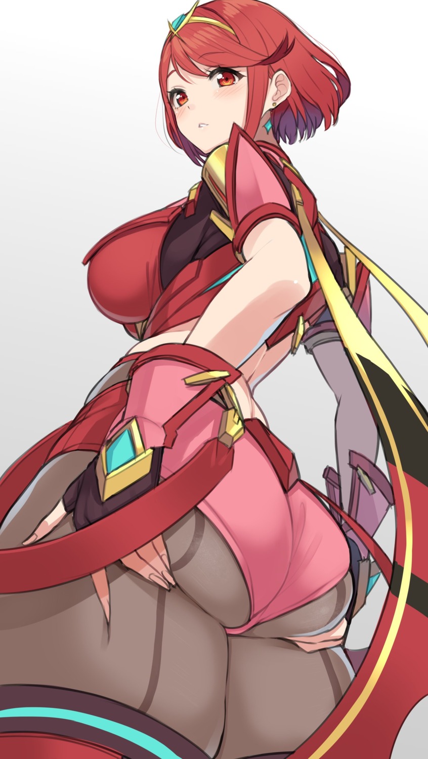 ass, homura_(xenoblade_2), pantyhose, thighhighs, xenoblade_(series), xenoblade_2, yuuki_shin