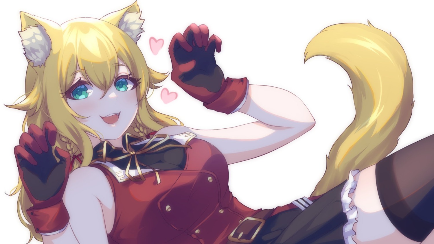 animal_ears, nekomimi, skirt_lift, tail, thighhighs, valefal_coneri, wallpaper