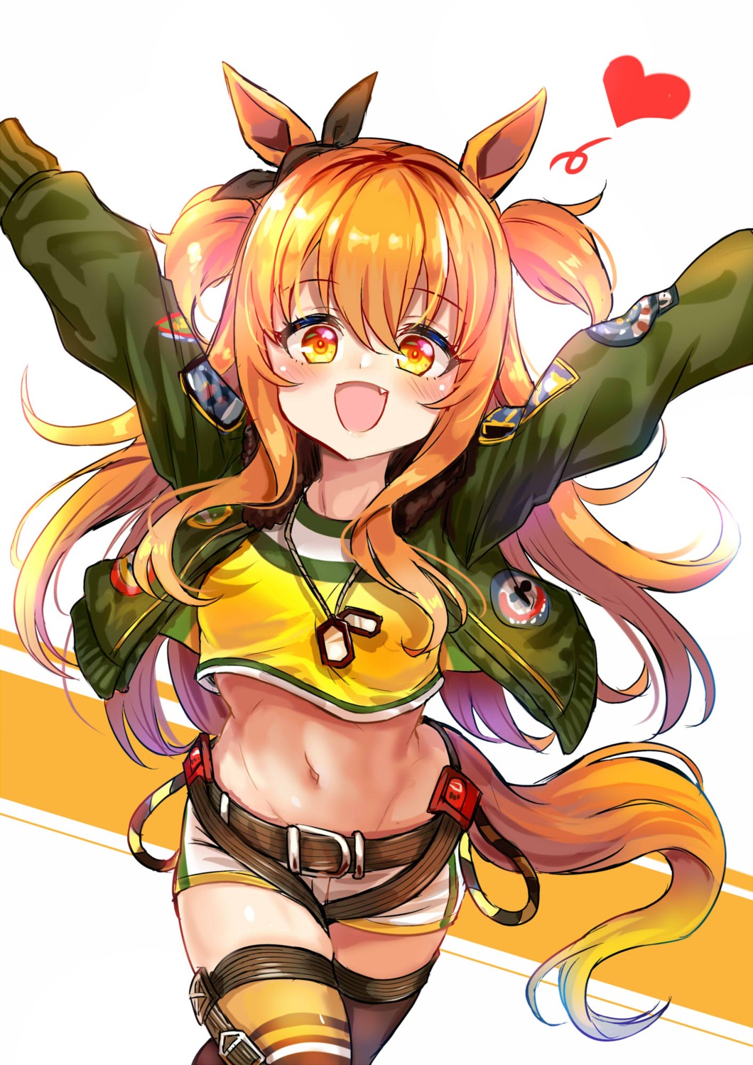 animal_ears, mayano_top_gun_(umamusume), tail, thighhighs, uma_musume_pretty_derby, uniform, unname