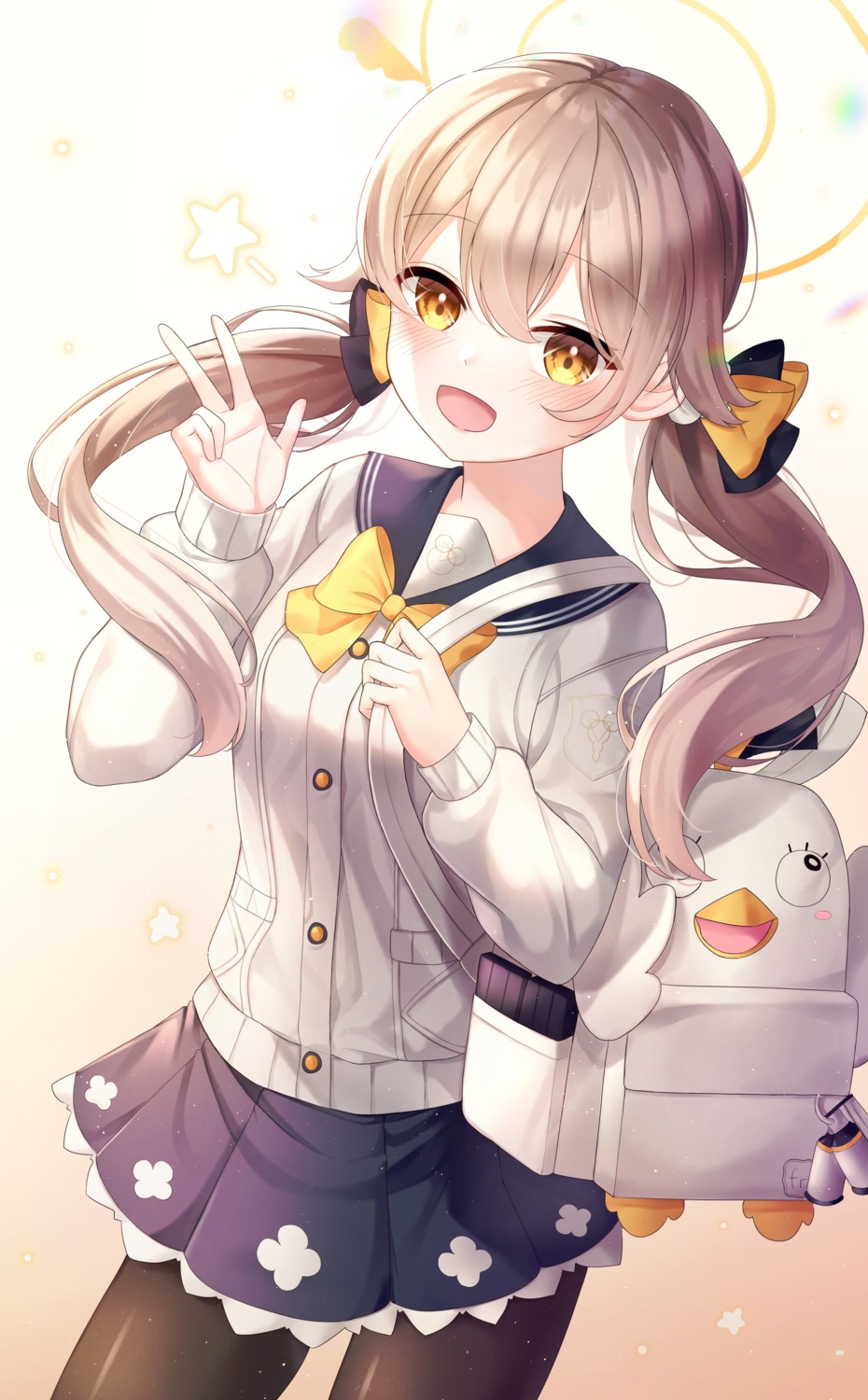 ajitani_hifumi, bingyam, blue_archive, pantyhose, seifuku, sweater